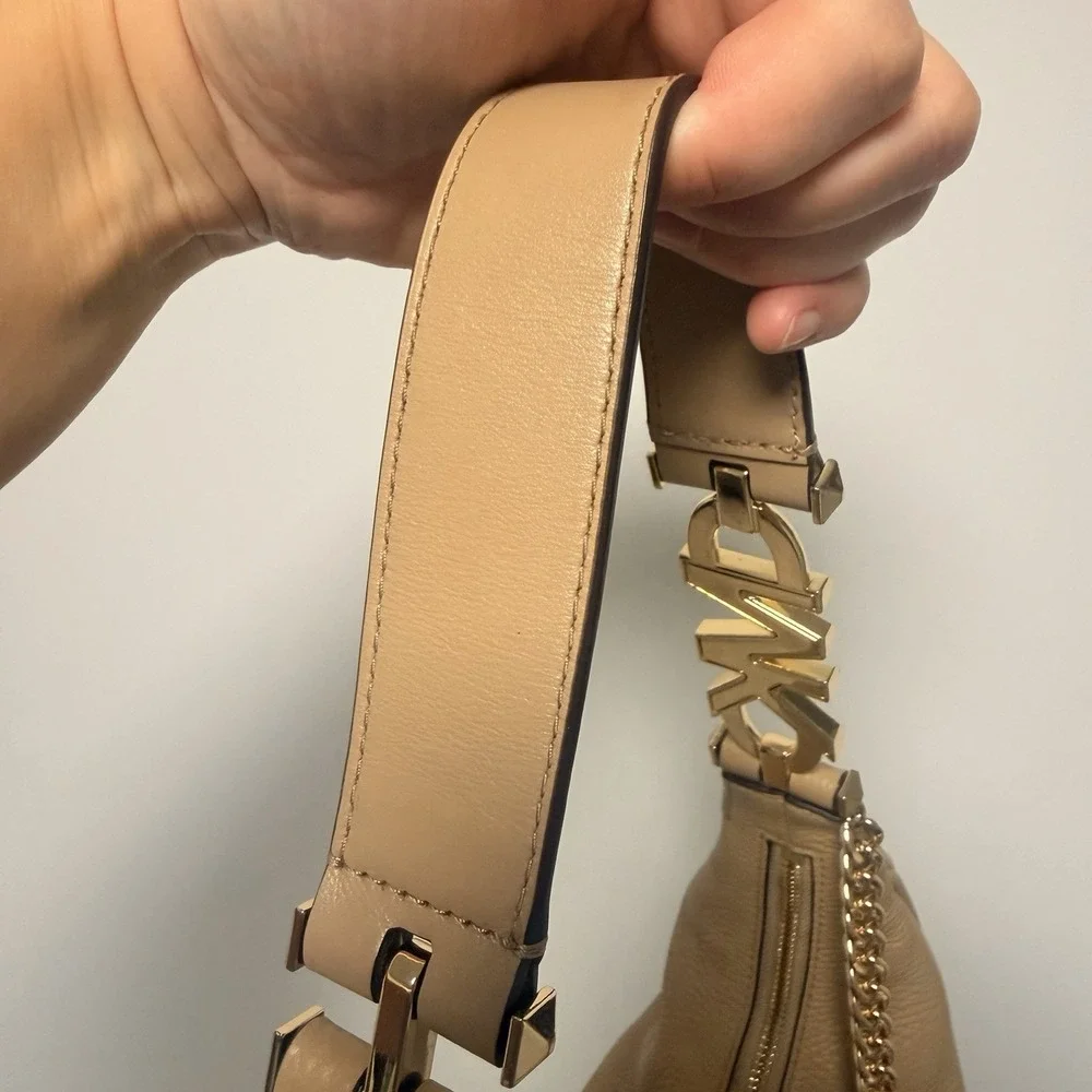 Michael Kors Tan Hobo Shoulder Bag with Gold Chain Accent